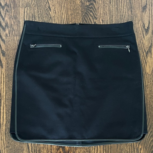 White House Black Market Dresses & Skirts - White House Black Market Black Mini Skirt with leather Accents